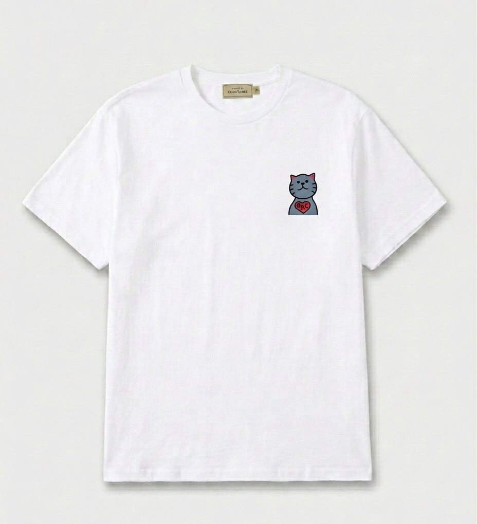 Cathie — Purple Cat tee — front