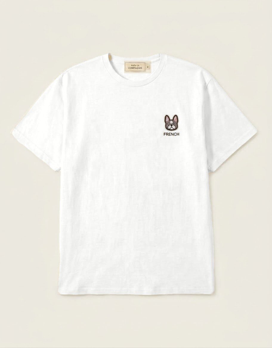 French Bulldog — The Originals white tee, front