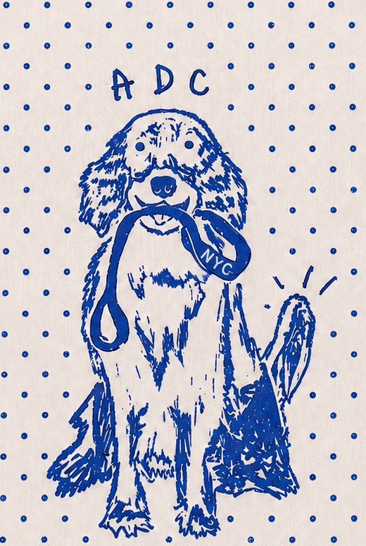 The drawing re-printed in cobalt on the ADC bandana