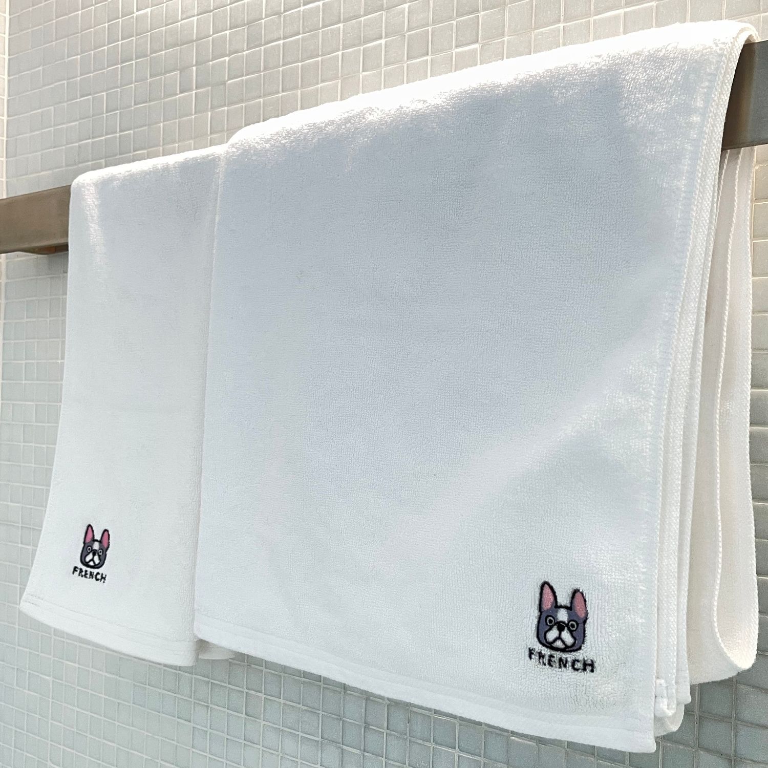 [DRAFT] ADC French Bulldog Towel — body towel, hanging pair